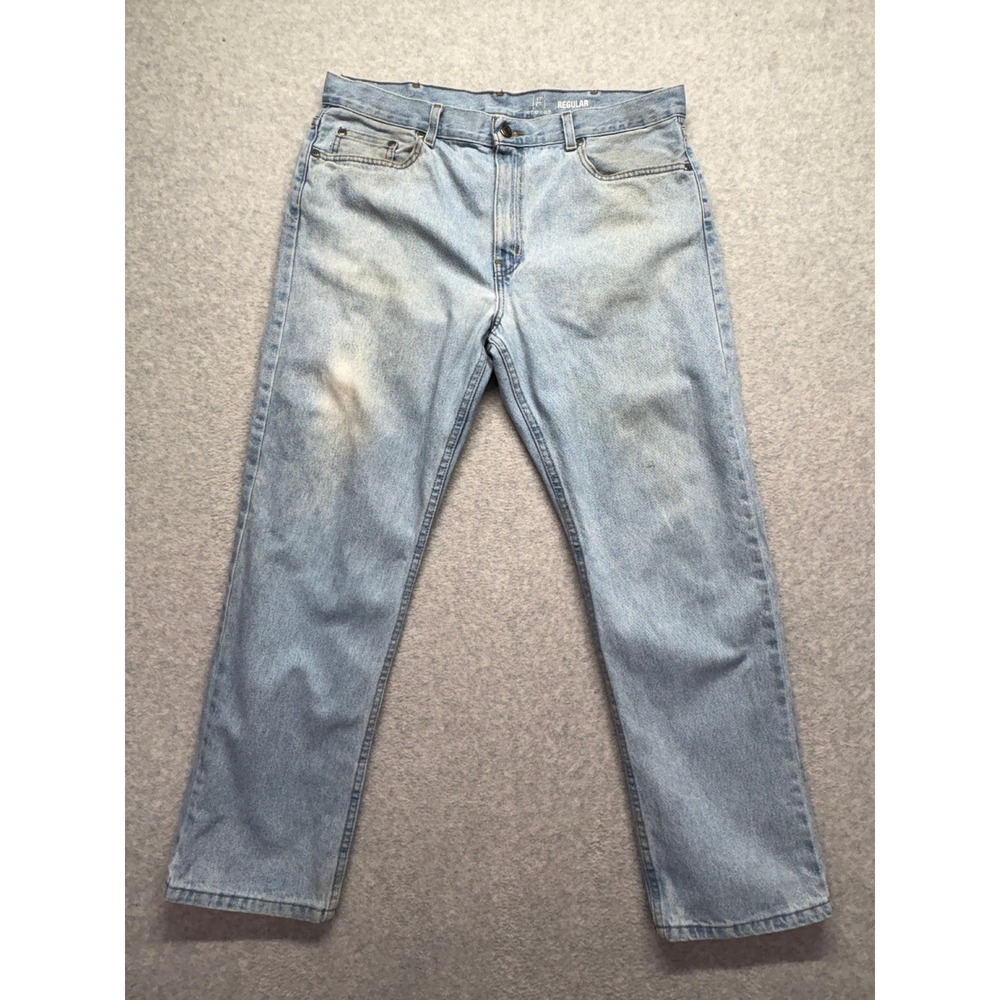 George Mens Regular Fit Light Wash Denim Jeans 36x30 GM08465 Light Blue